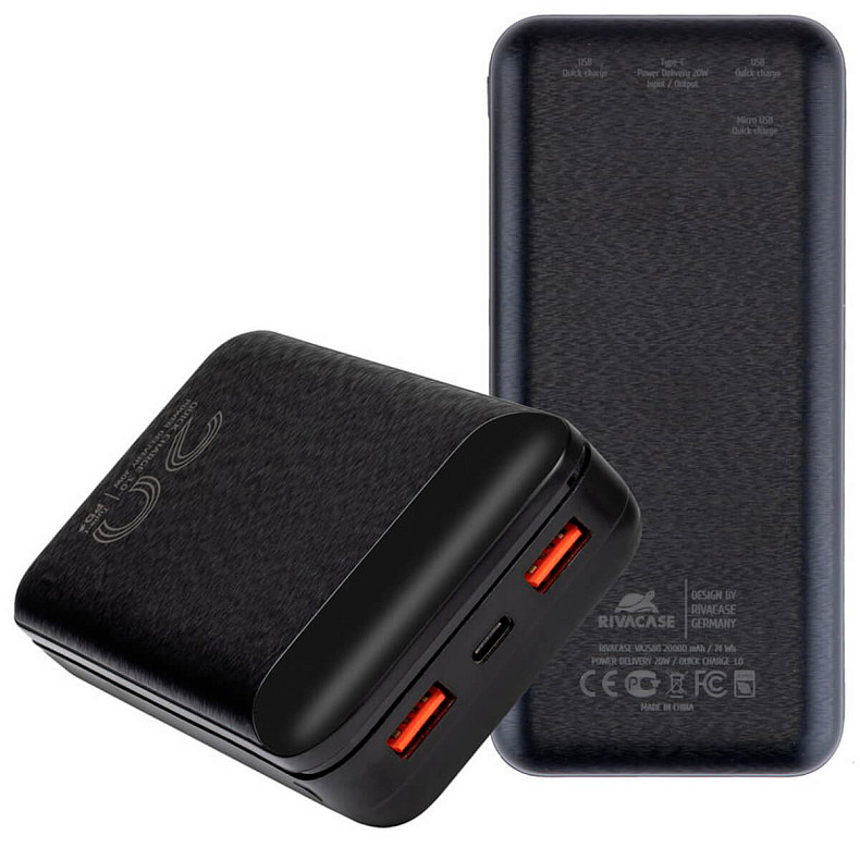 Універсальна мобільна батарея Rivacase Rivapower 20000 mAh Black