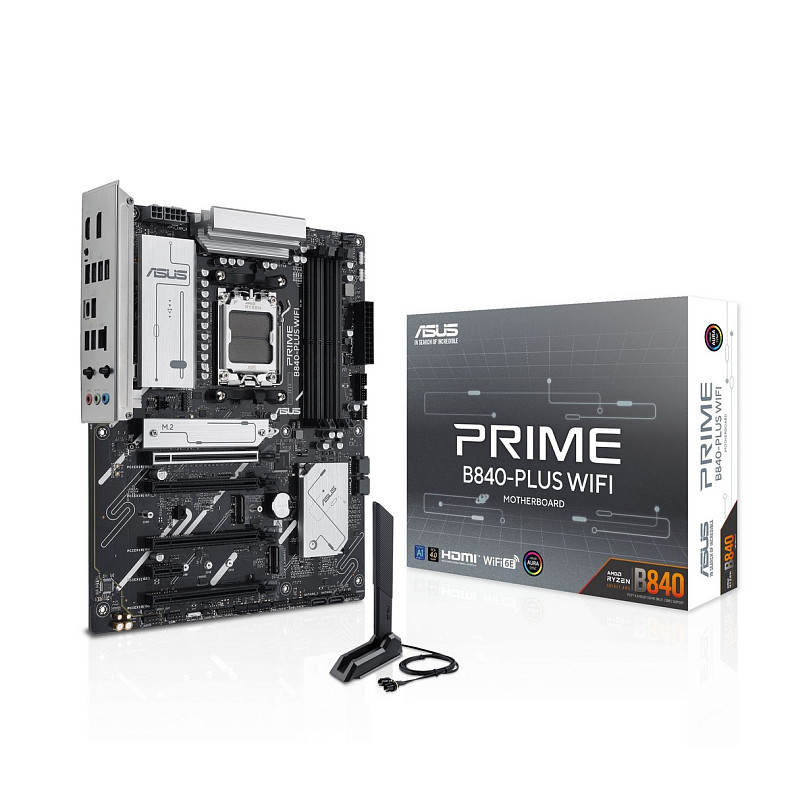 Материнская плата ASUS PRIME B840-PLUS WIFI sAM5 B840 4xDDR5 M.2 HDMI DP WiFi BT ATX