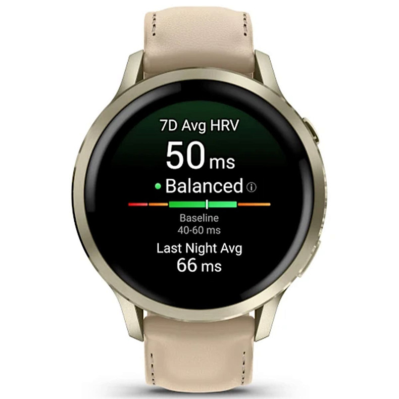 Смарт-годинник GARMIN Venu 4 41 mm Lunar Gold with Bone Silicone Band and Light Sand Leather Band (010-03013-03)