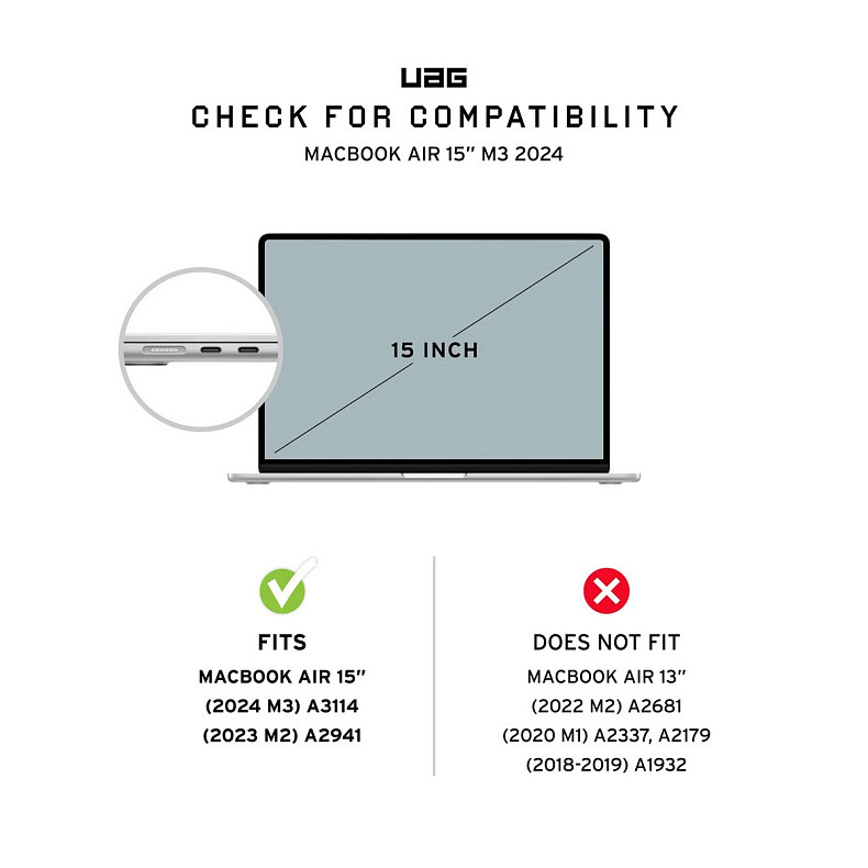 Чехол UAG для MacBook Air 15" (2023-2025), Plyo, Ice/Black
