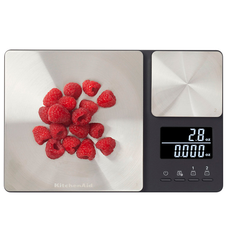 Весы кухонные KitchenAid Measuring, с двойной платформой, серебряный (KQ909G)