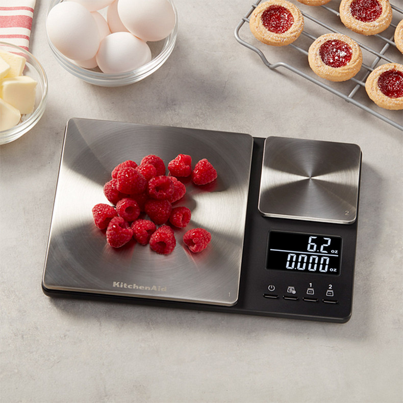 Весы кухонные KitchenAid Measuring, с двойной платформой, серебряный (KQ909G)
