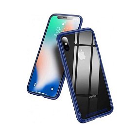 Чехол Baseus See-Through Glass Protective Case For iPhone X/X Blue (WIAPIPHX-YS03)