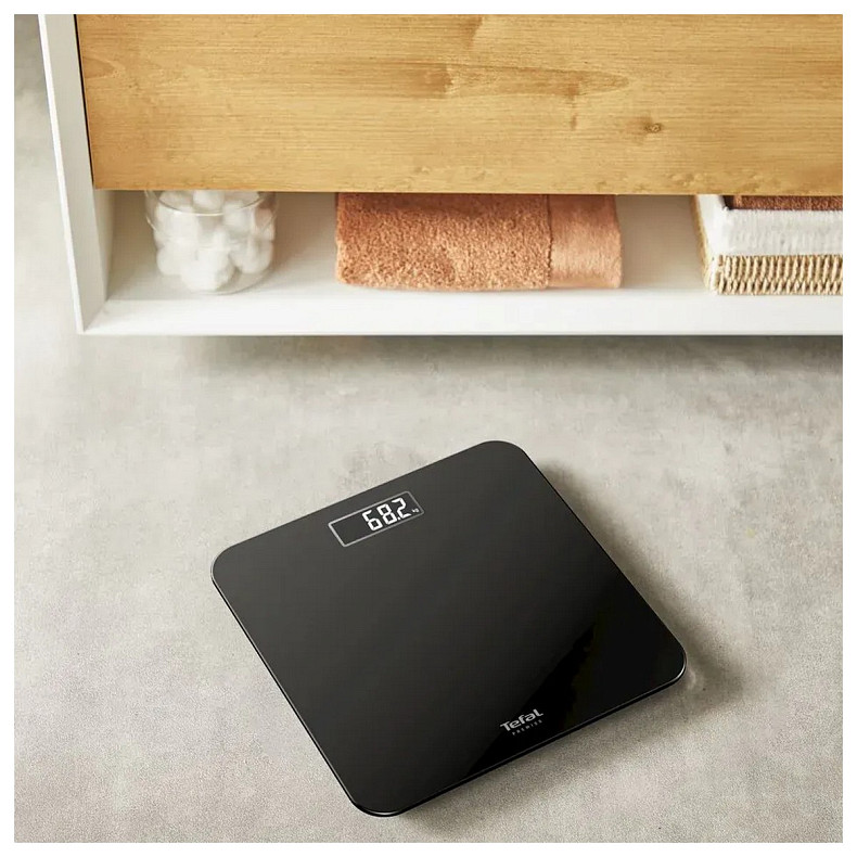 Ваги Tefal підлогові Premiss, 160кг, AAAx2 в комплекті, скло, чорний