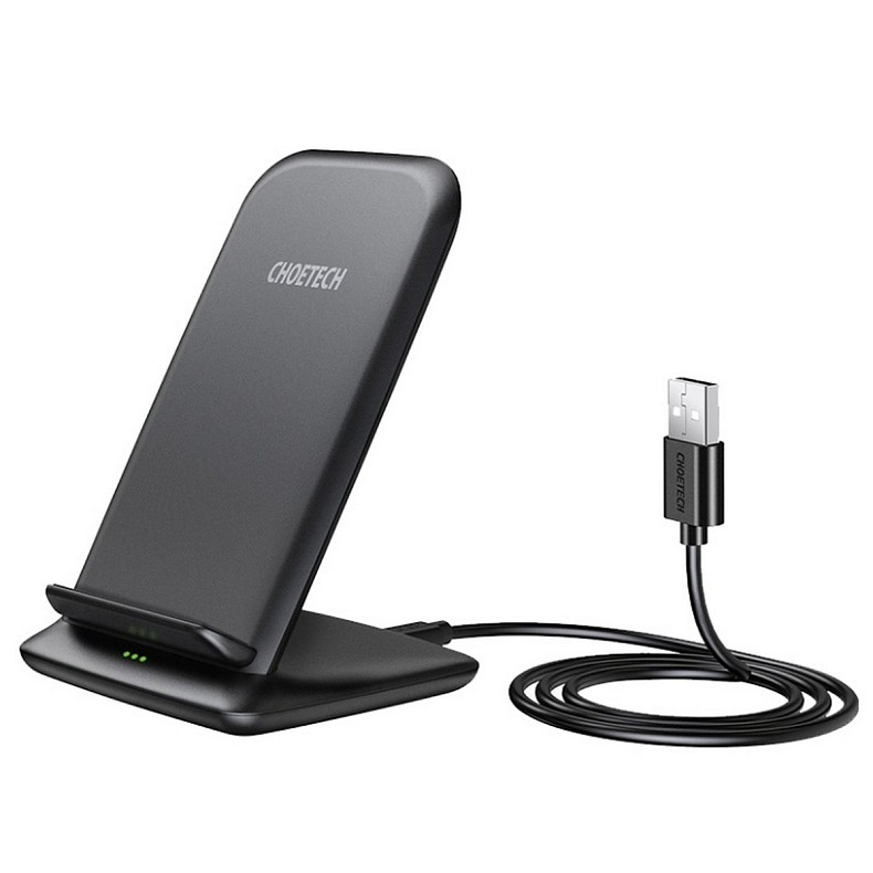 Зарядний пристрій Choetech 15W Fast Wireless Charging Stand 2coils black