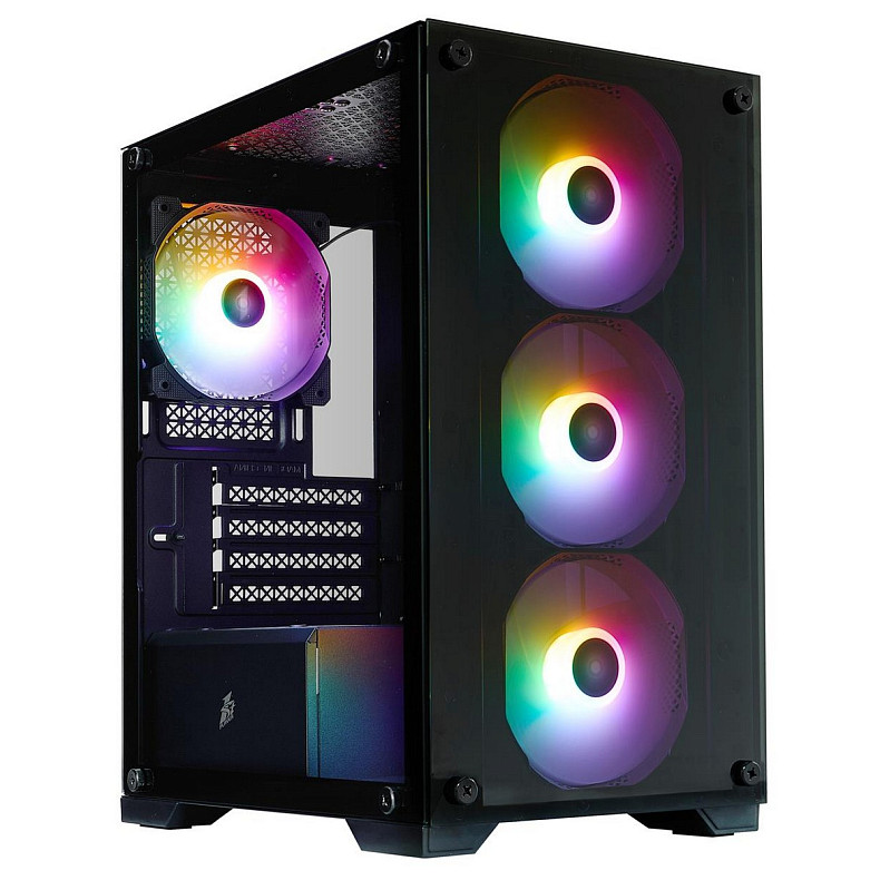 Корпус 1stPlayer X2-M-BK-4F7 Black без БП