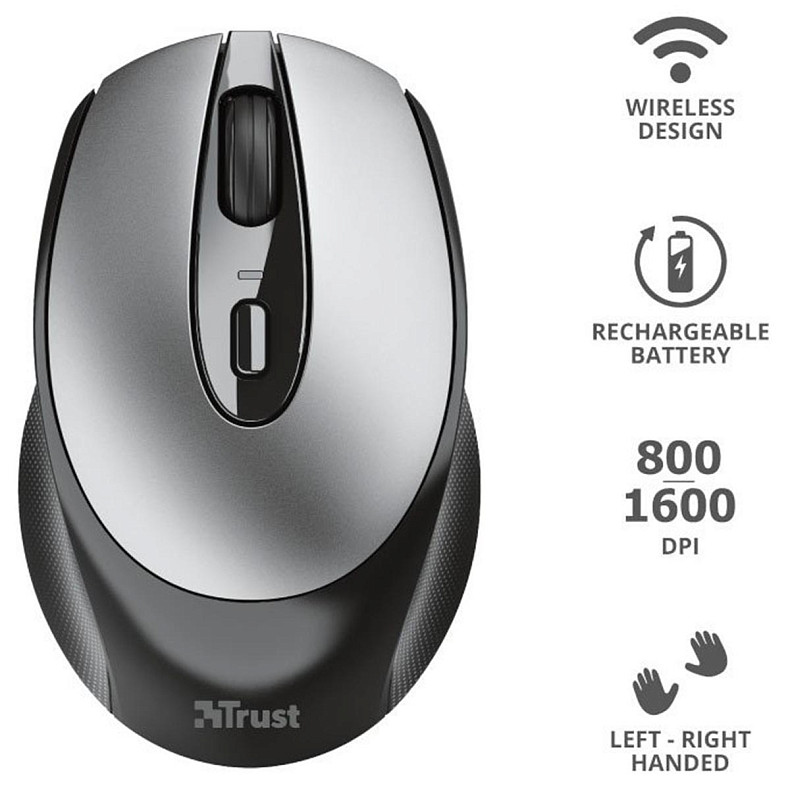 Миша Trust Zaya Wrl Rchrgable Mouse Blk 1600 dpi