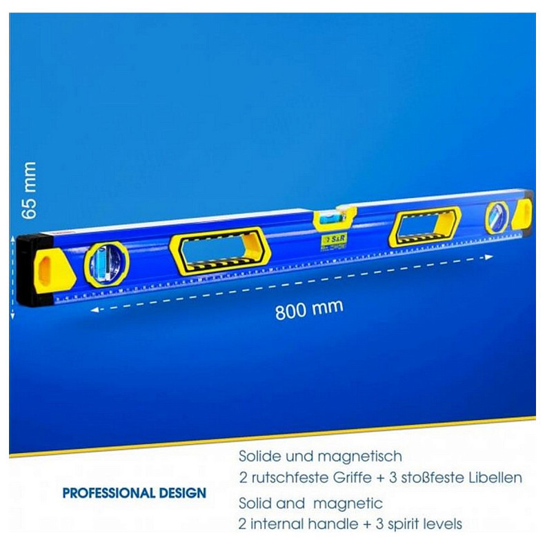 Уровень S&R 800 мм, 3 капсулы, магнитный (423034080)
