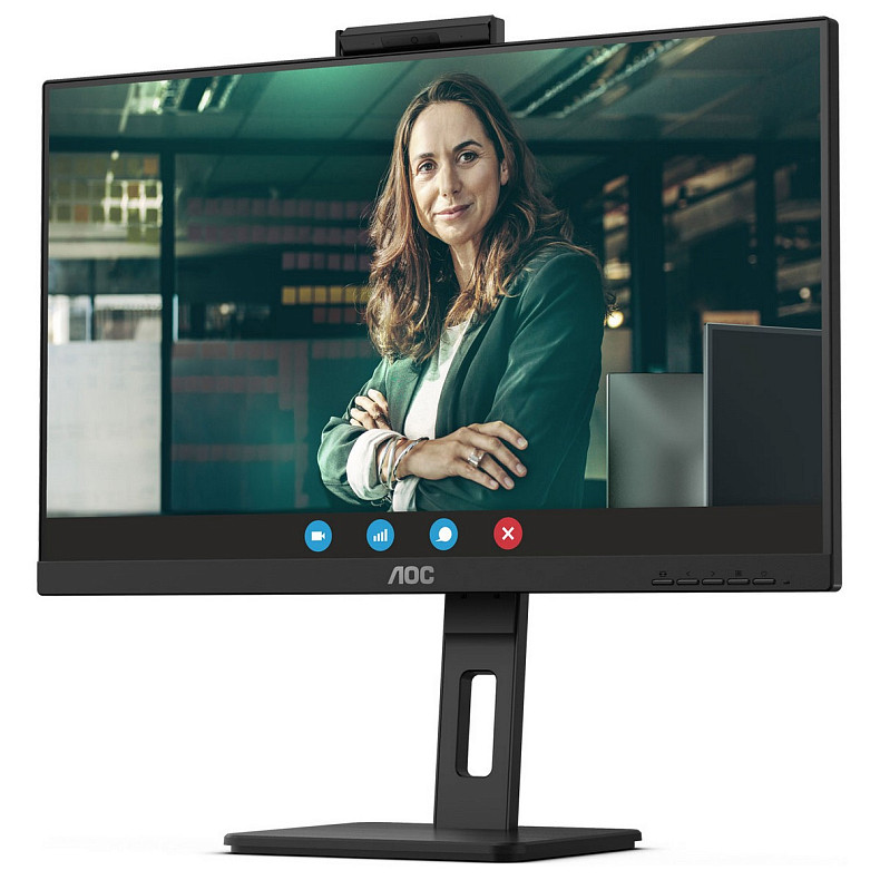 Монітор 27" AOC Q27P3CW, QHD, IPS, 75Hz, 2xHDMI, DP, USB-C, RJ-45, USB-hub, webcam, HAS, Pivot, колонки