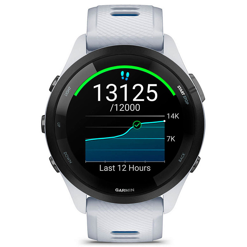 Спортивний годинник GARMIN Forerunner 265 Black Bezel with Whitestone Case and Whitestone/Tidal Blue Silicone Band