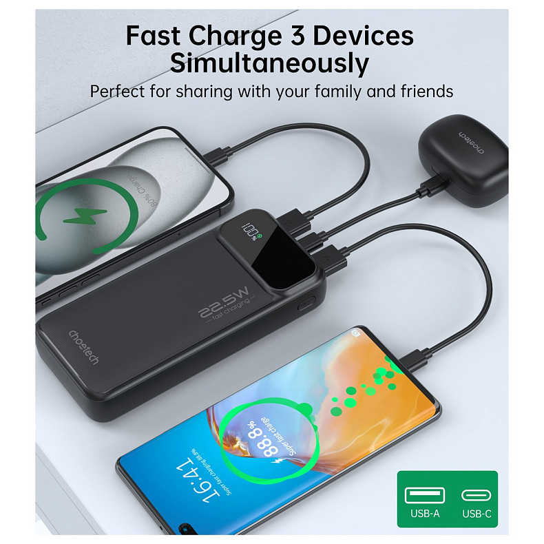 Универсальная мобильная батарея Choetech B729 20000mAh Black (B729-BK)