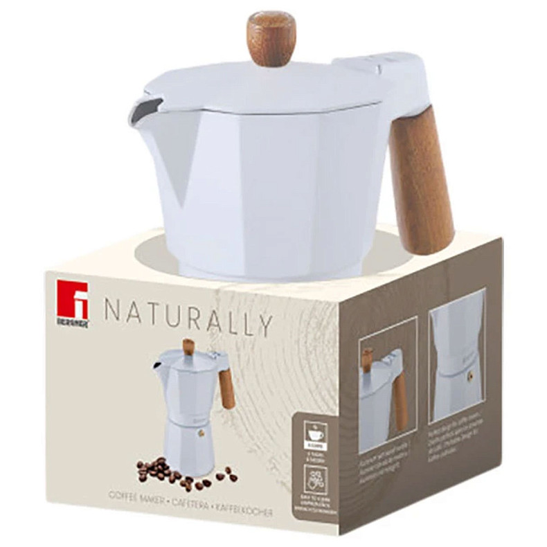 Кофеварка гейзерная Bergner Naturally, 6 чашек (BG-38191-WH-6)