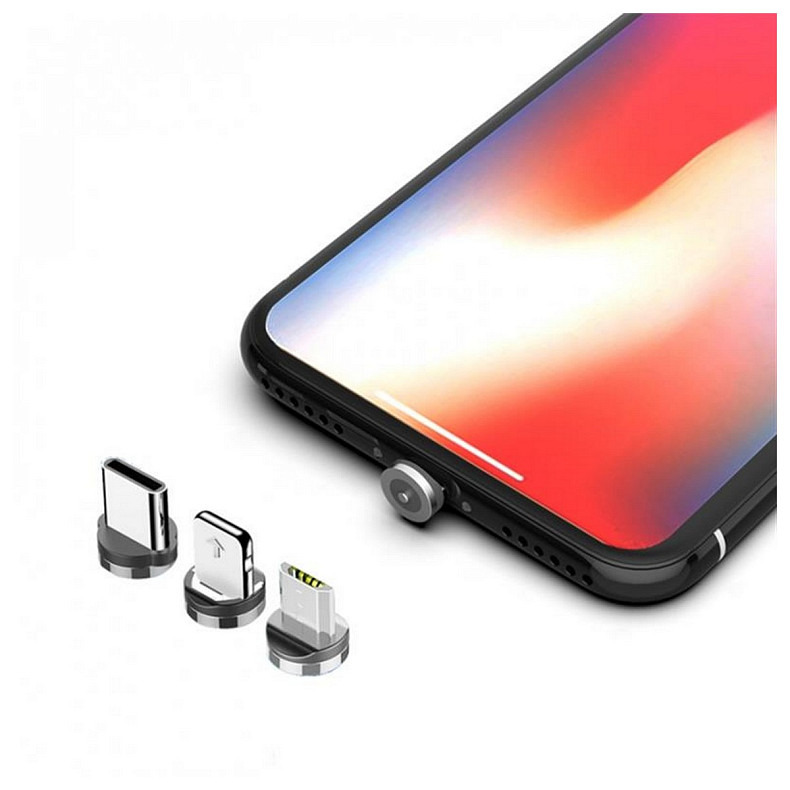 Кабель SkyDolphin S59KIT Magnetic USB - Lightning + microUSB + Type-C 1м, Black (SDUSB-000547)