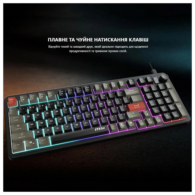 Клавиатура мембранная MSI FORGE GK110 UA 98key, USB-A, EN/UKR/RU, LED, черный
