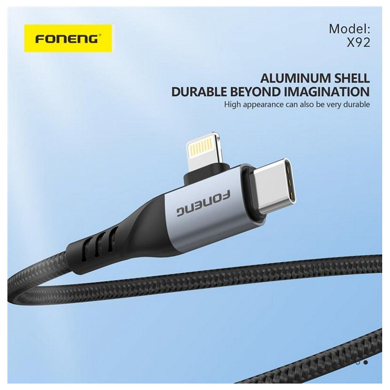 Кабель Foneng X92 4-in-1 (60W) USB/USB-C - USB-C/Lightning 1м Black (X92-CA-FIO)