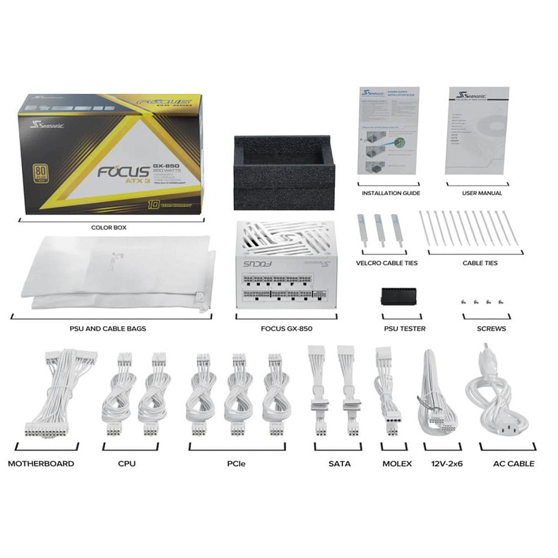 Блок питания Seasonic FOCUS GX-850-ATX31-WH 850W