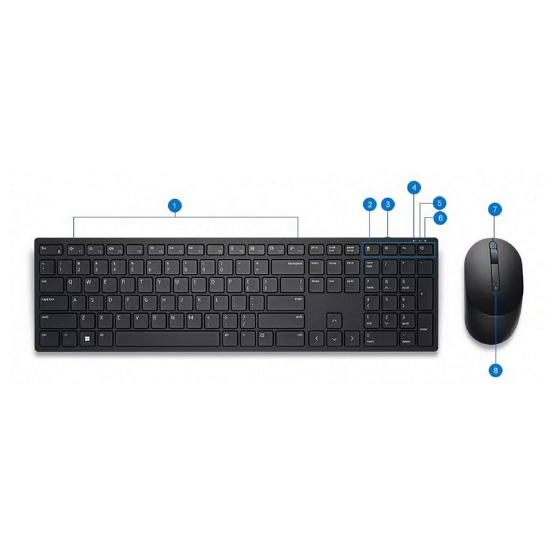 Комплект Dell Pro Wireless Keyboard and Mouse - KM5221W - Ukrainian (QWERTY)