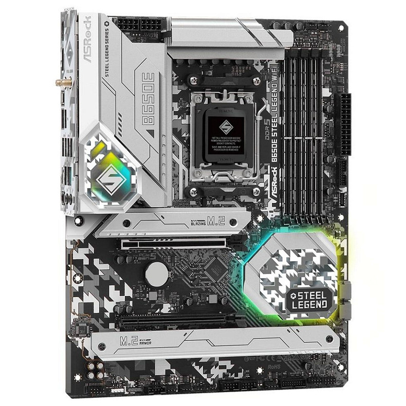 Материнская плата ASRock B650E Steel Legend WIFI (AM5/B650, 4*DDR5, 2xPCIex16, HDMI/DP, 4xSATAIII,3xM.2, 2.5GLan, ATX)