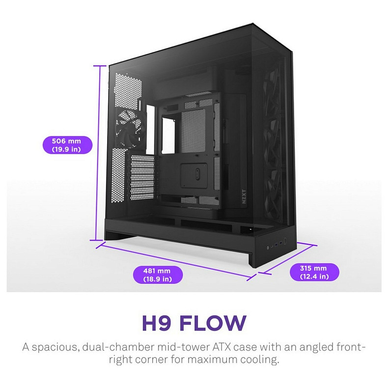Корпус NZXT H9 Flow Black без БП (CM-H92FB-01)
