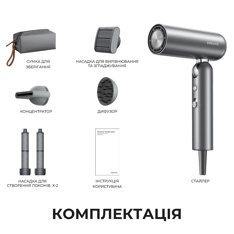 Фен-стайлер Dreame Pocket Pro 5in1 Grey