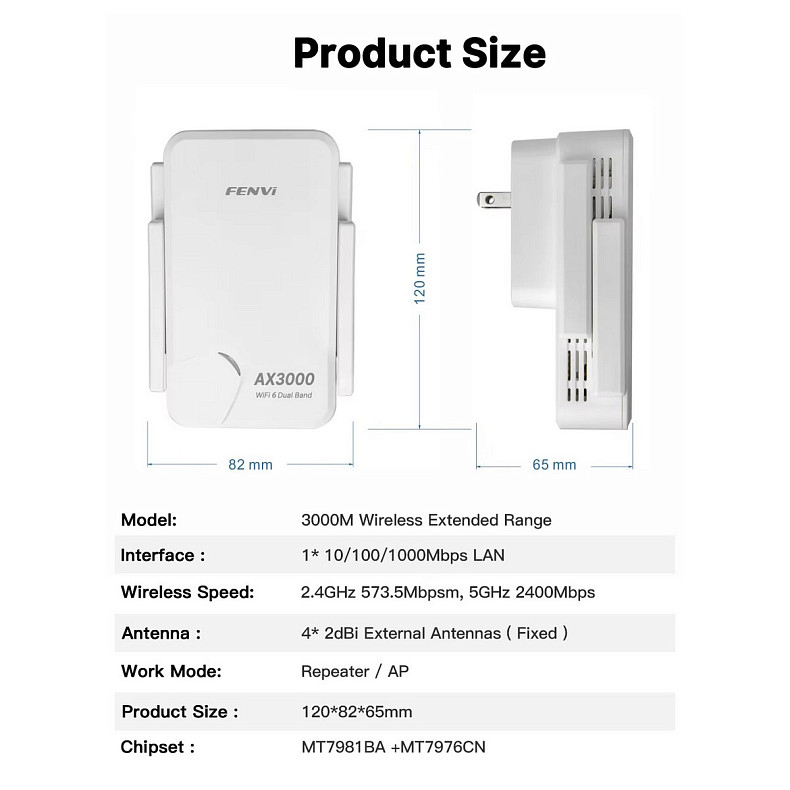 Точка доступу Fenvi F-AX3000R Wi-Fi Repeater Dual Band 2.4/5Ghz Signal Booster
