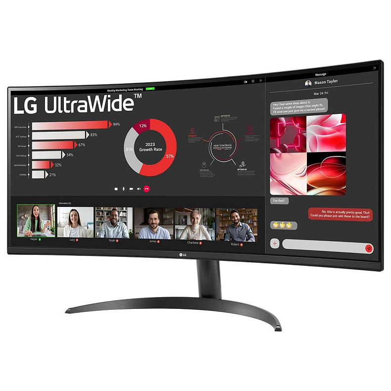 Монітор LG 34" 34WR50QK-B 2xHDMI, DP, Audio, VA, 3440x1440, 21:9, 100Hz, sRGB 99%, CURVED, FreeSync,