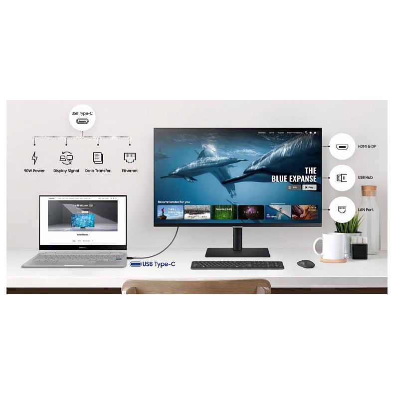 Монитор Samsung 27" S27A600U HDMI, DP, USB, MM, IPS, 2560x1440, 75Hz