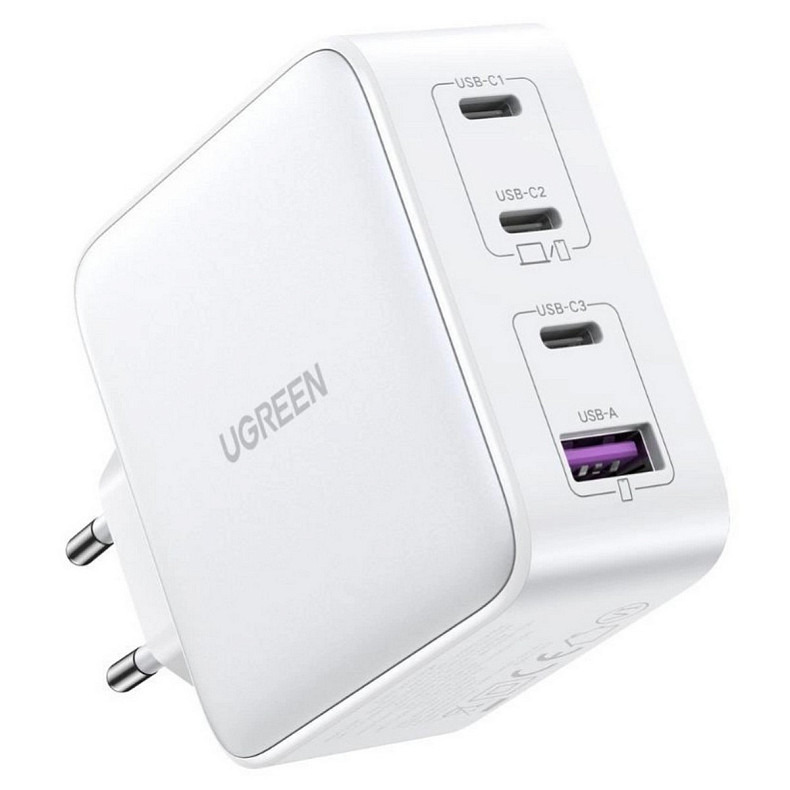 Зарядний пристрій Ugreen 4xUSB 100W (3хUSB-C+USB-A) Gan white CD226