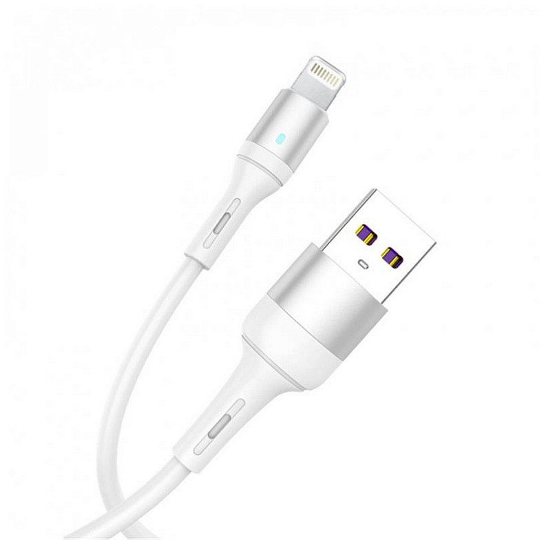 Кабель SkyDolphin S06L LED Smart Power USB - Lightning 1м, White (USB-000555)