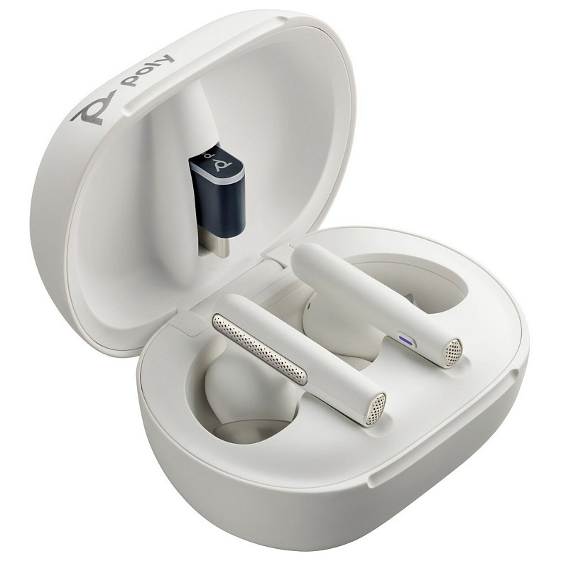 Наушники с микрофоном Poly TWS Voyager Free 60+ Earbuds + BT700A + TSCHC White