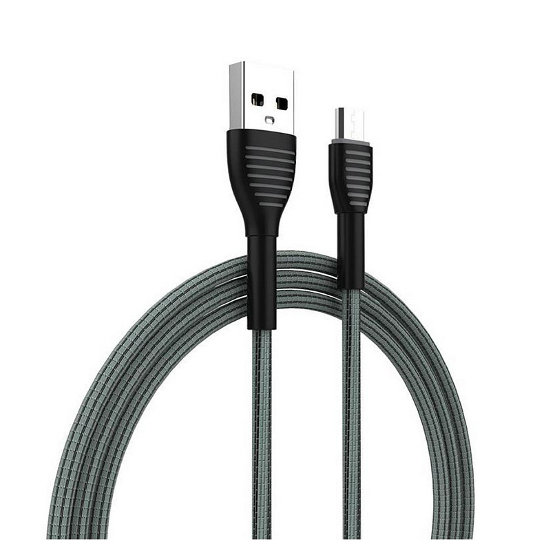 Кабель ColorWay USB-MicroUSB, braided cloth, 3А, 1м, Gray (CW-CBUM041-GR)