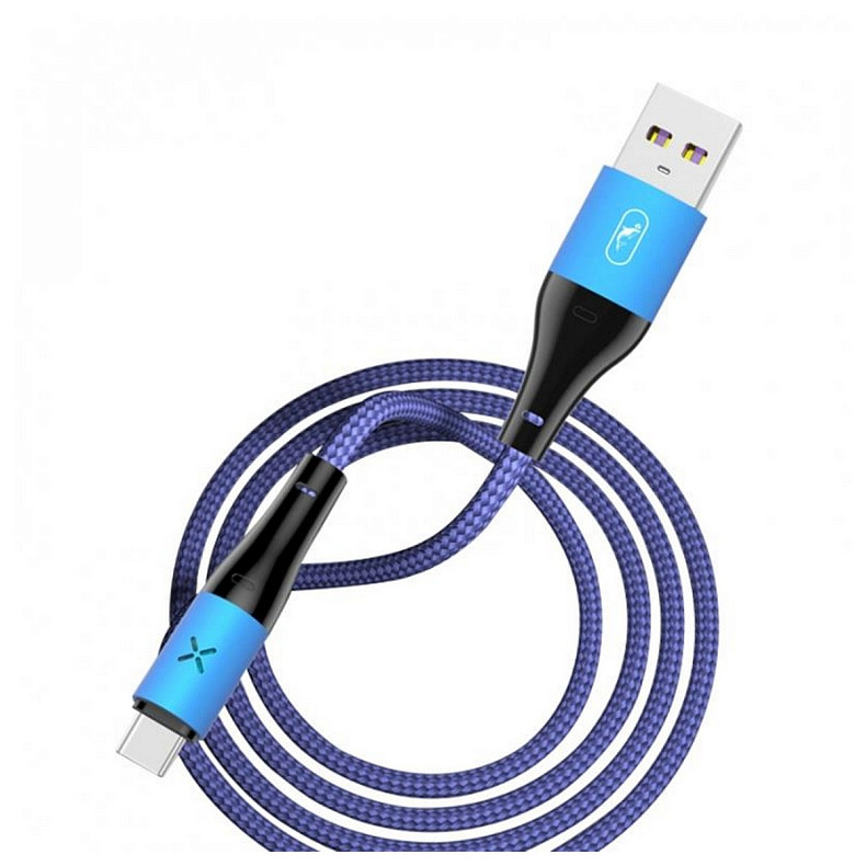 Кабель SkyDolphin S49T LED Aluminium Alloy USB - Type-C USB (M/M), 1 м, Blue (SDUSB-000568)