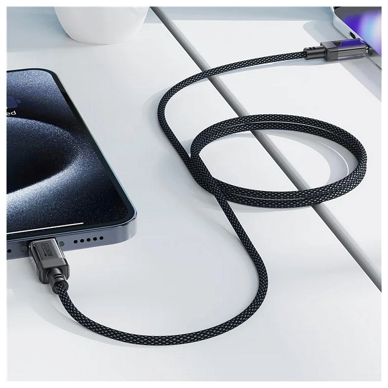 Кабель USB 2.0 USB-C to USB-C, 1.2 м, 60W, 3.0A, stainless steel Black, C12-03 Acefast