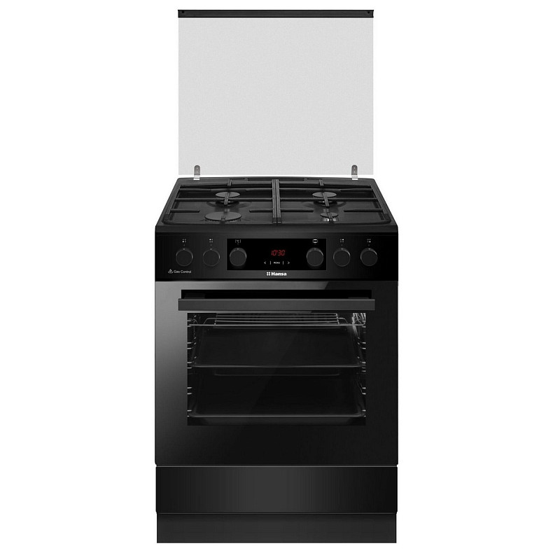 Плита Hansa комбінована, 65л, 60x60см, дисплей, конвекція, чавун, чорний