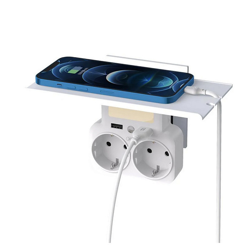 Сетевое зарядное устройство XO WL09 (2 розетки 4000W; 2USB 2.4A) White (WL09.white)
