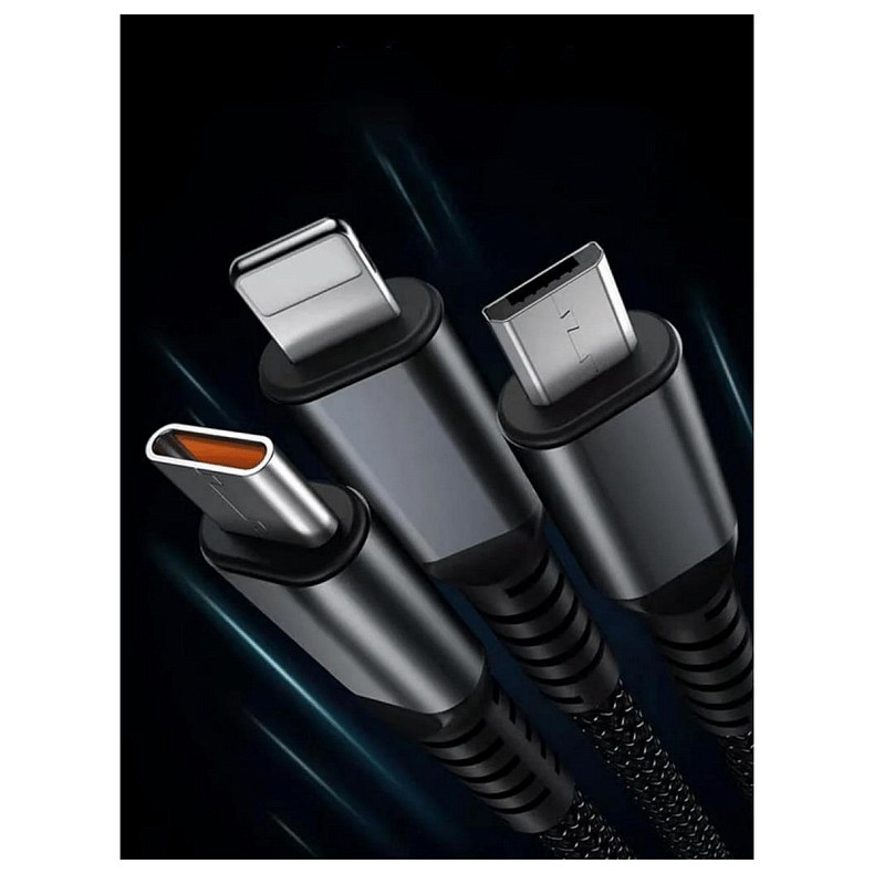 Кабель XoKo SC-3100 USB - Lightning + micro USB + USB Type-C (M/M), 1.2 м, Black (SC-3100)