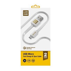 Кабель Luxe Cube Flat USB-microUSB, 1м, білий (2231252967010)