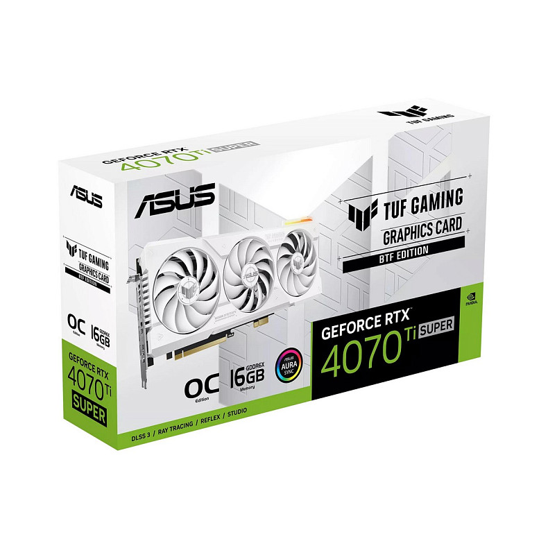 Відеокарта ASUS GeForce RTX 4070 Ti SUPER 16GB GDDR6X OC білий TUF-RTX4070TIS-O16G-BTF-WHITE прихова