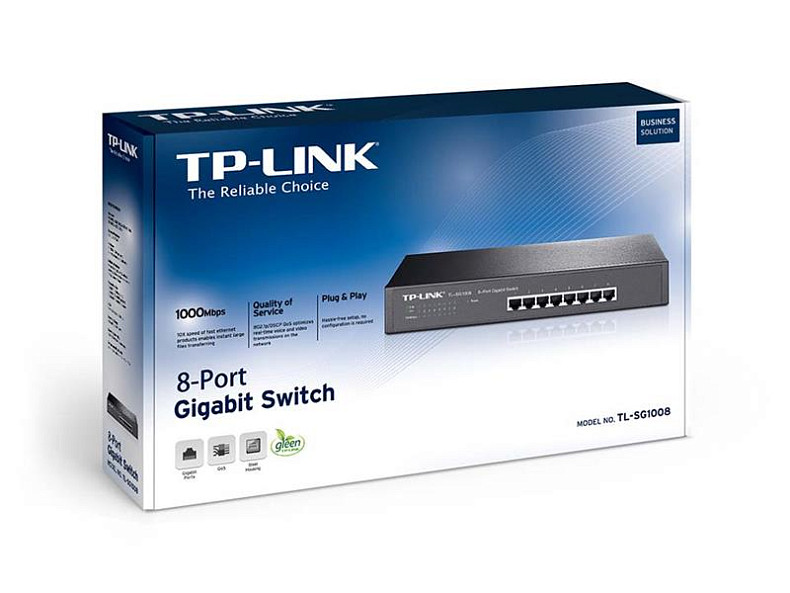 Комутатор TP-Link TL-SG1008 (8х10/100/1000 Мбит, метал)