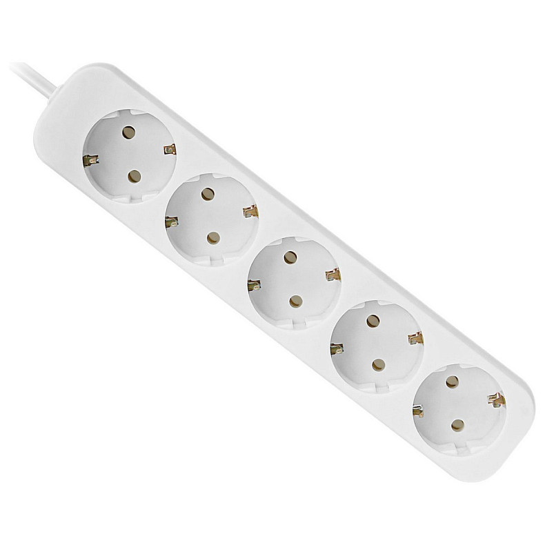 Мережевий фільтр Power filtr 5.0м Defender E550, білий, 5 розеток, з заземленням