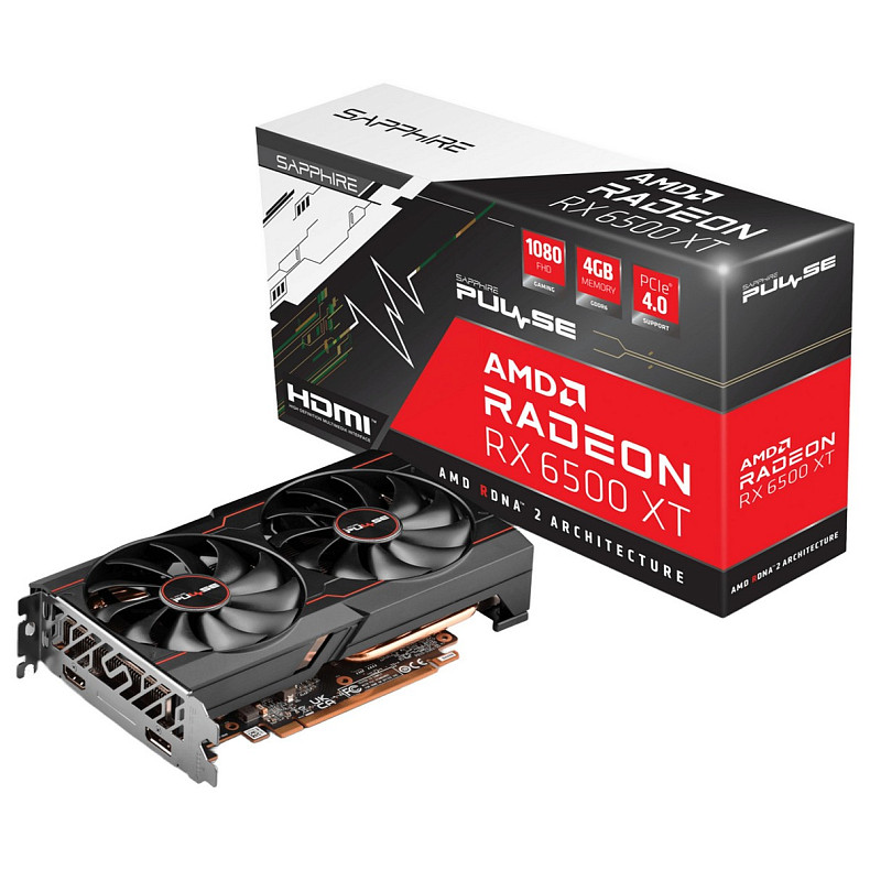 Видеокарта SAPPHIRE Radeon RX 6500 XT 4GB GDDR6 PULSE GAMING OC