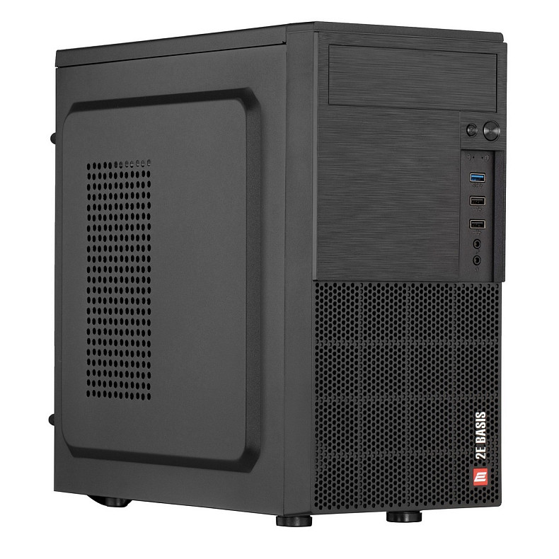 Корпус 2E Basis RD8603U-400, з БЖ 2E ATX400, 1xUSB3.0, 2xUSB2.0, Perforated Side, mATX, чорний