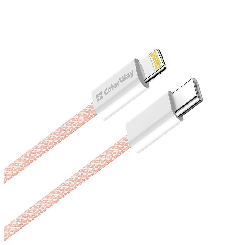 Кабель ColorWay Lightning + USB Type-C (M/M), 3.0 А, 1 м, Pink (CW-CBPDCL061-P)