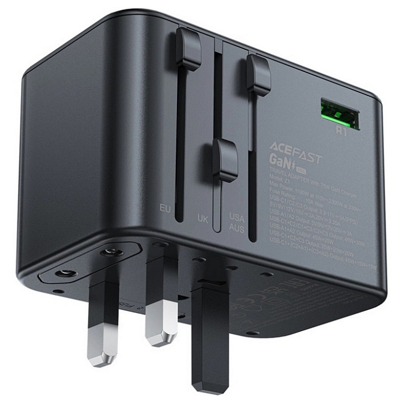 Зарядное устройство 5xUSB 75W (3xUSB-C+2xUSB-A) Gan Z1 Fast Charger Acefast