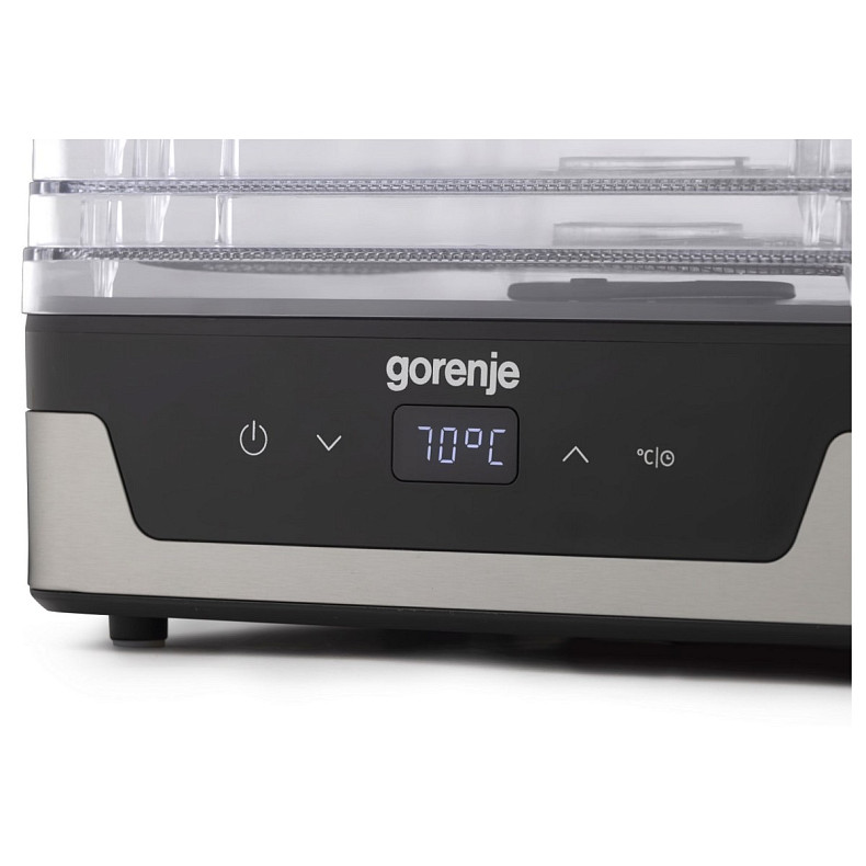 Сушарка для продуктів Gorenje 230Вт, піддонів - 5x2.8см, діаметр - 29см, макс - 75°С, електр.упр,біл