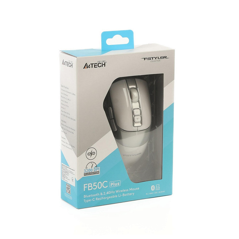 Мышь A4Tech Fstyler FB50C Plus White