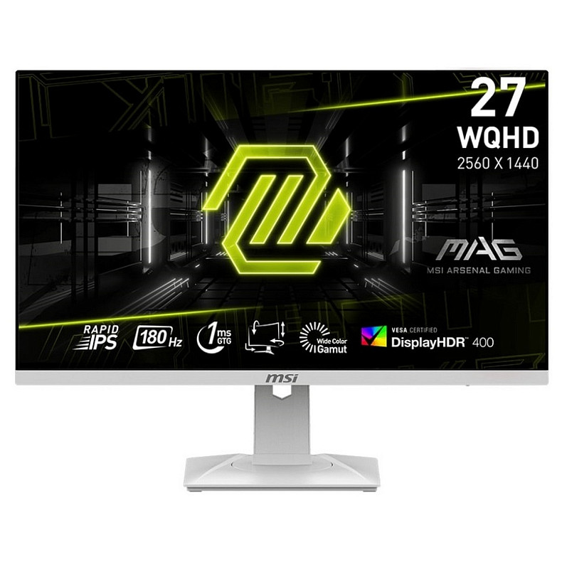 Монитор MSI 27" MAG 274QRFW 2x HDMI, DP, Audio, IPS, 2560x1440, 180Hz, 1ms, sRGB 123%, FreeSync, Pivo