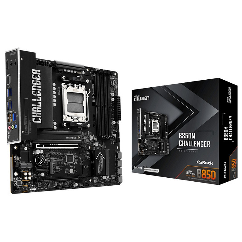 Материнська плата ASRock B850M CHALLENGER (AM5/B850, 4*DDR5, 2xPCIex16, HDMI/DP, 4xSATAІІІ,2xM.2, 2.5GLan, mATX)