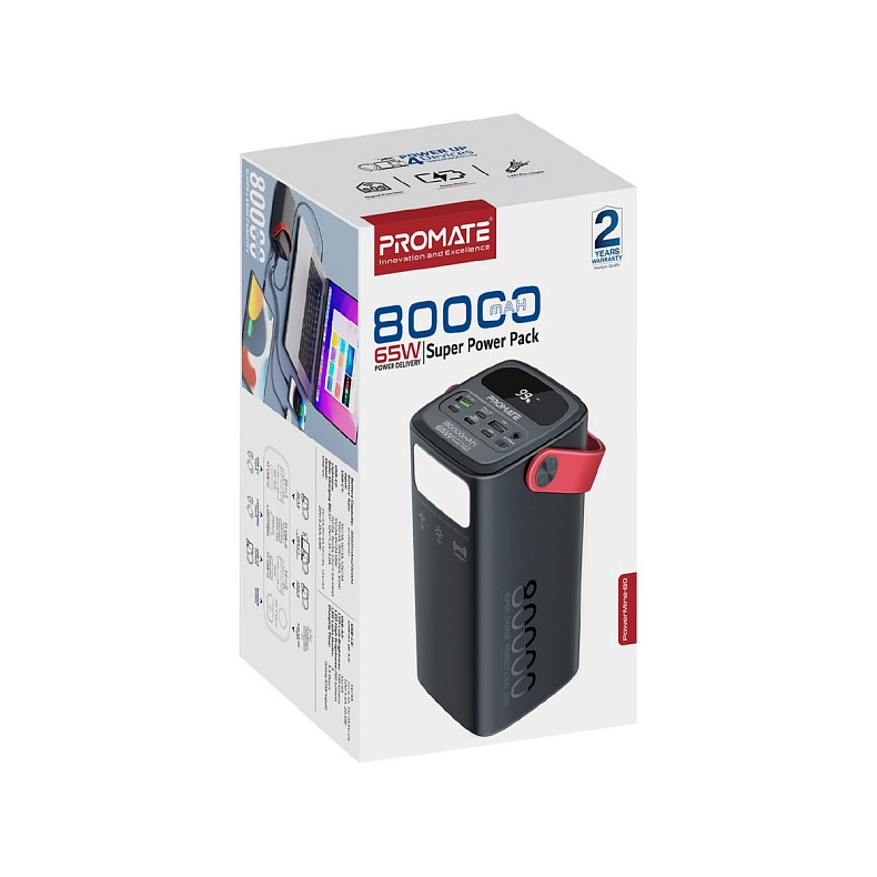 Универсальная мобильная батарея Promate PowerMine-80 65W 80000mAh Black