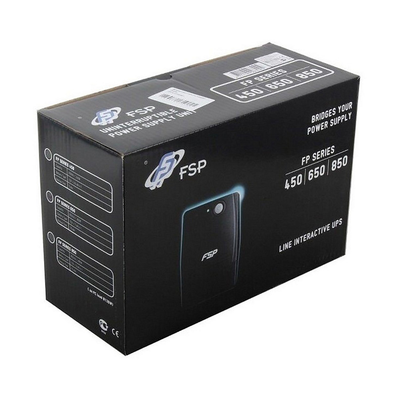 ДБЖ FSP FP850, 850ВА/480Вт, Line-Int, USB/RJ45, IEC*4-320-C13, AVR, Black